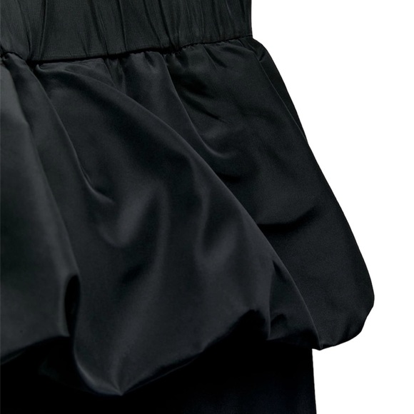 ZARA NWT Black Voluminous Taffeta Mini Skirt Small Bubble Waist Limited Edition - Picture 10 of 13